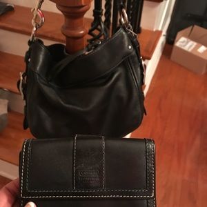 SOLD - Black coach purse with matching wallet.